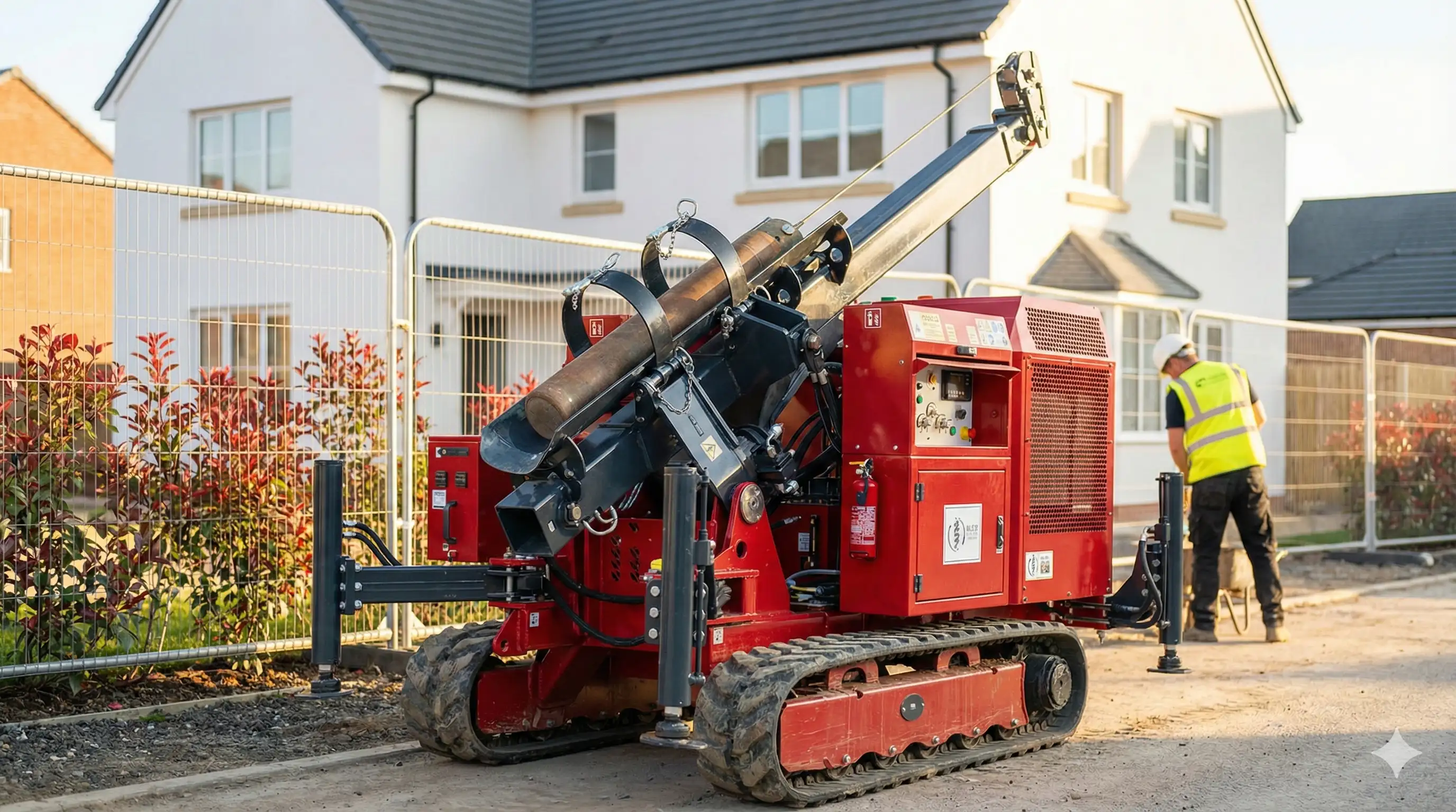 Steel Case Driven Piling Rig on Site