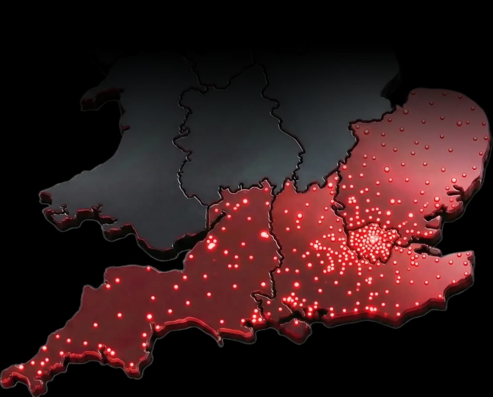 Map showing Geovex project locations across London and the South East